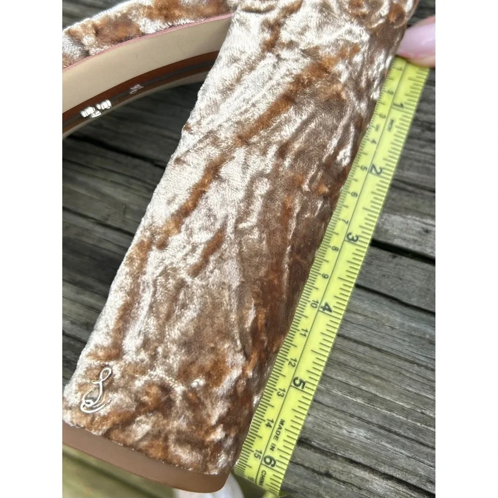 Sam Edelman Ariane Platform Sandal 9.5 Champagne Velvet Y2K Glam Block Heel